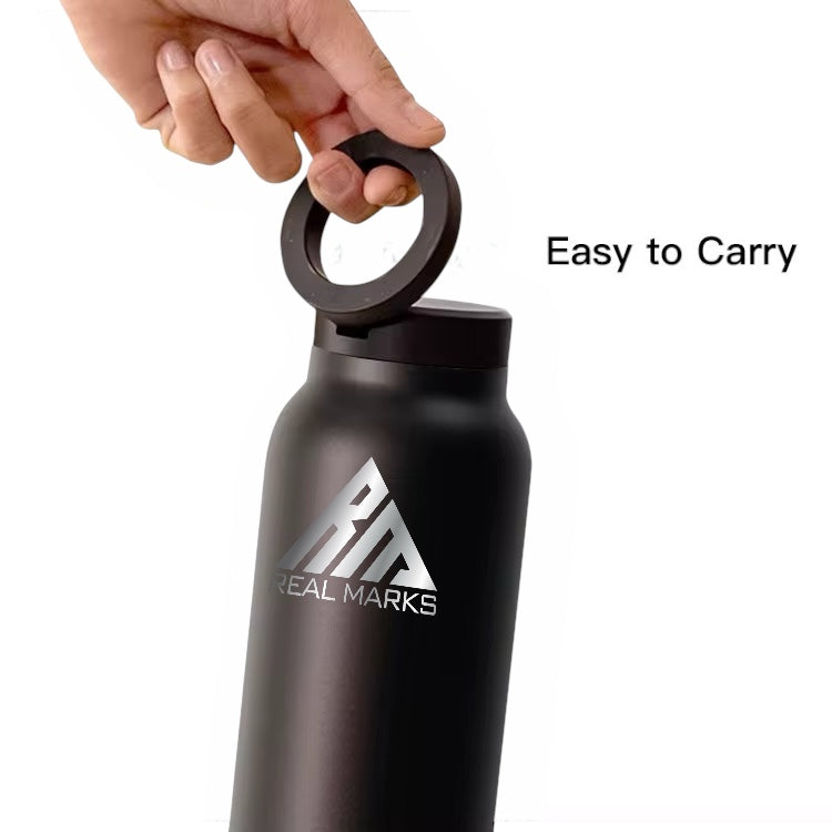 Real Marks-Premium Insulated Water Bottle with Magnetic Phone Holder, Made of Stainless Steel