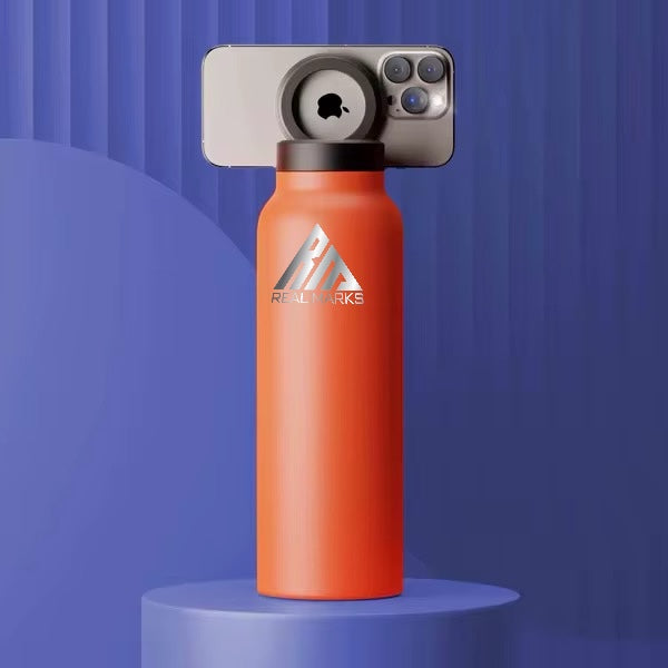 Real Marks-Premium Insulated Water Bottle with Magnetic Phone Holder, Made of Stainless Steel