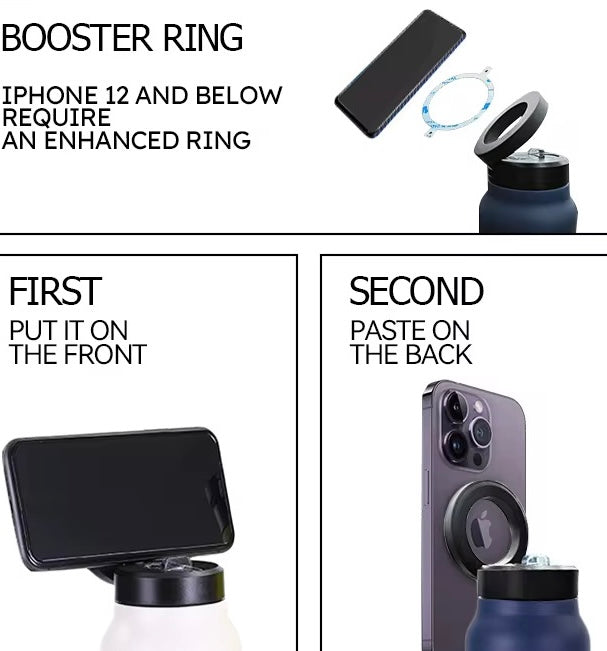 Real Marks-Premium Insulated Water Bottle with Magnetic Phone Holder, Made of Stainless Steel