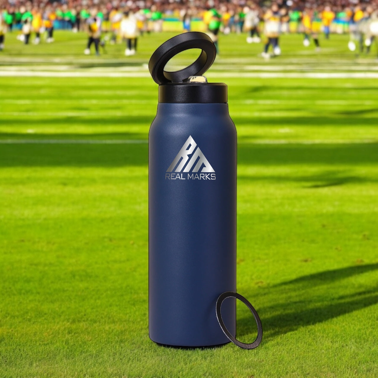 Real Marks-Premium Insulated Water Bottle with Magnetic Phone Holder, Made of Stainless Steel