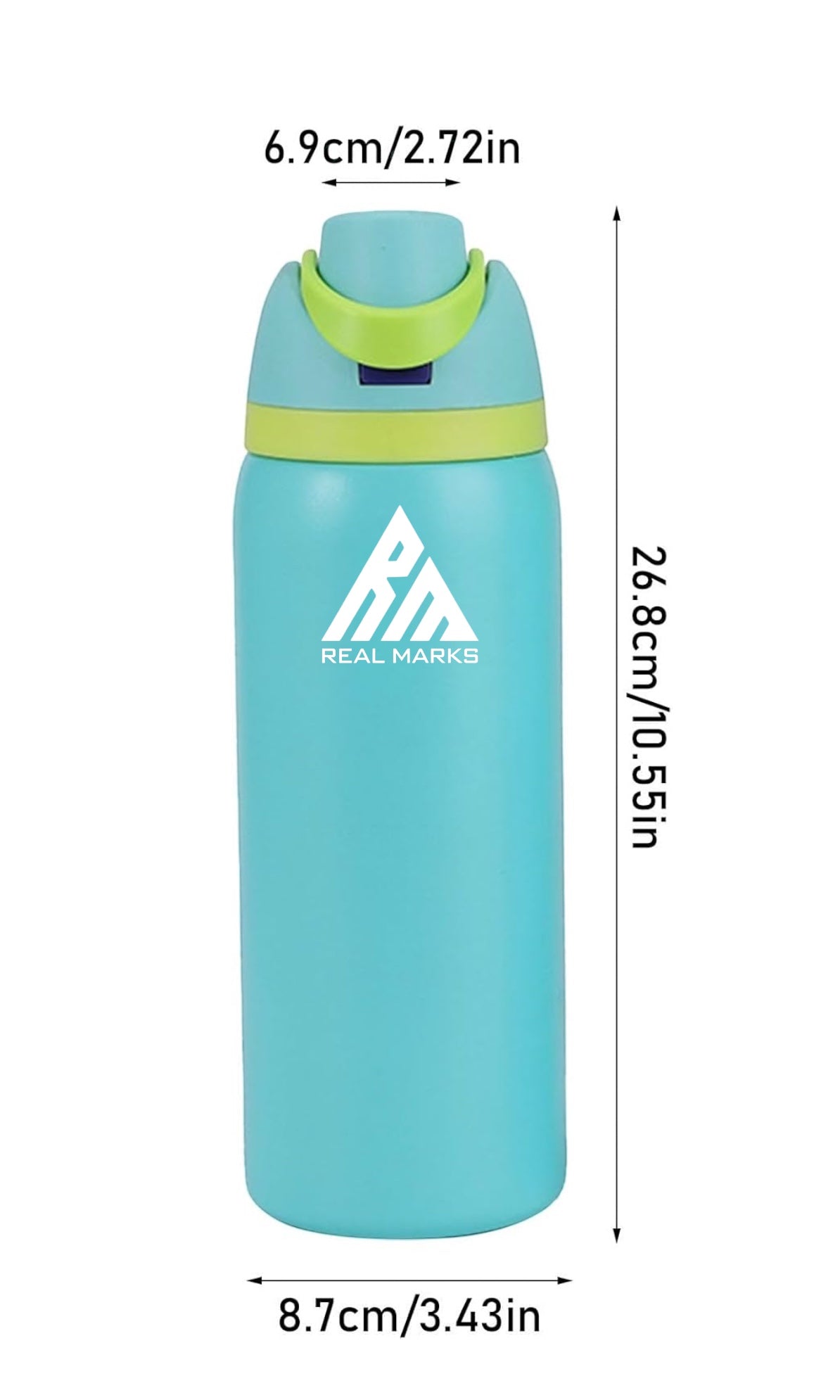 Real - Marks Insulated Stainless-Steel Water Bottle for Cold and Hot Beverages with Straw for Sports, Great for Travel, and School, BPA-Free Sports Water Bottle,32 oz