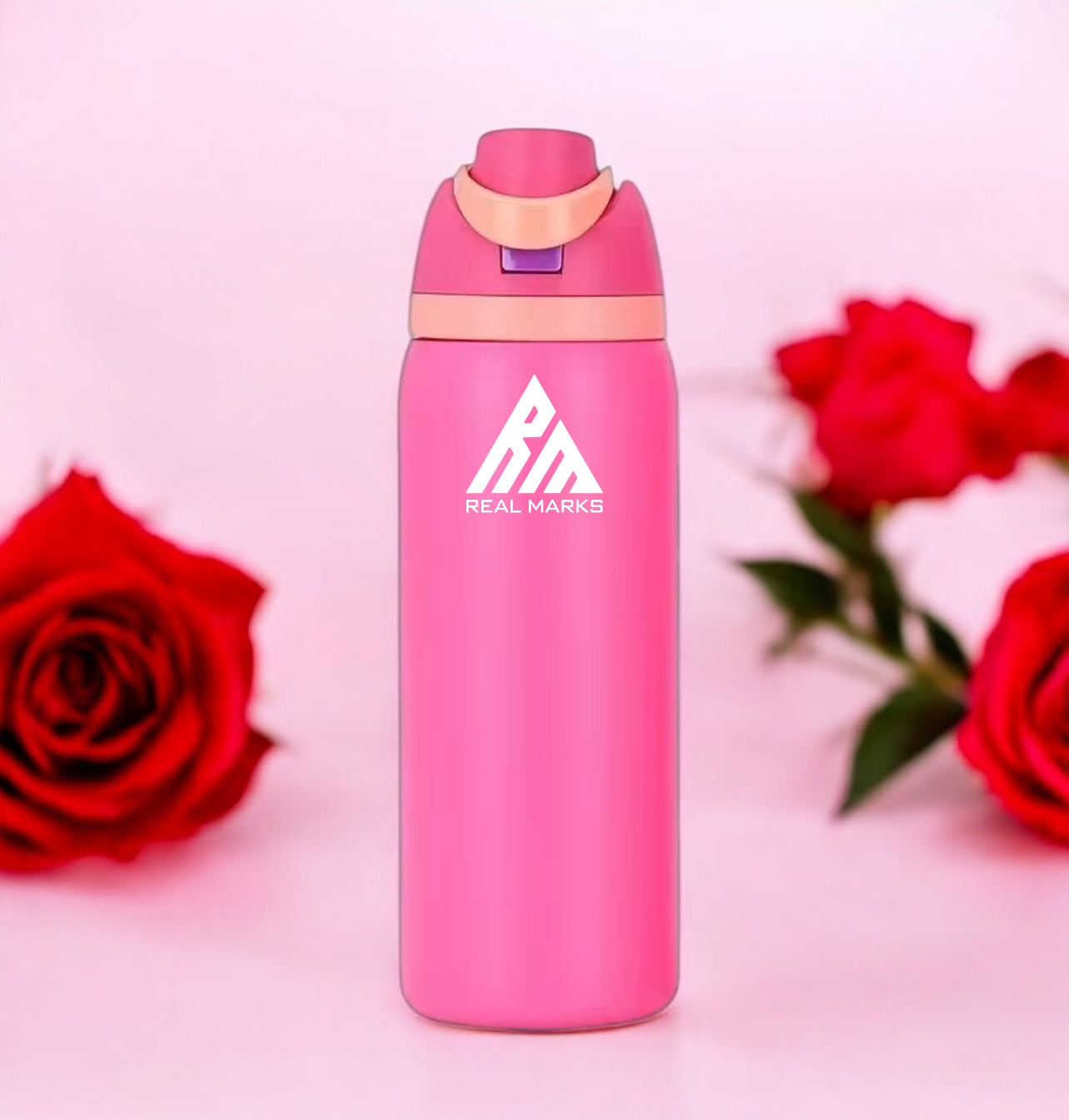 Real - Marks Insulated Stainless-Steel Water Bottle for Cold and Hot Beverages with Straw for Sports, Great for Travel, and School, BPA-Free Sports Water Bottle,32 oz