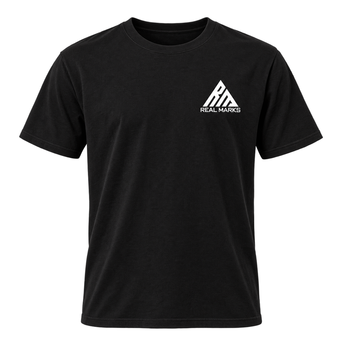 Real Marks Essential Logo T-Shirt in black, front view