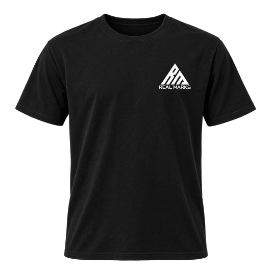 Real Marks Essential Logo T-Shirt in black, front view