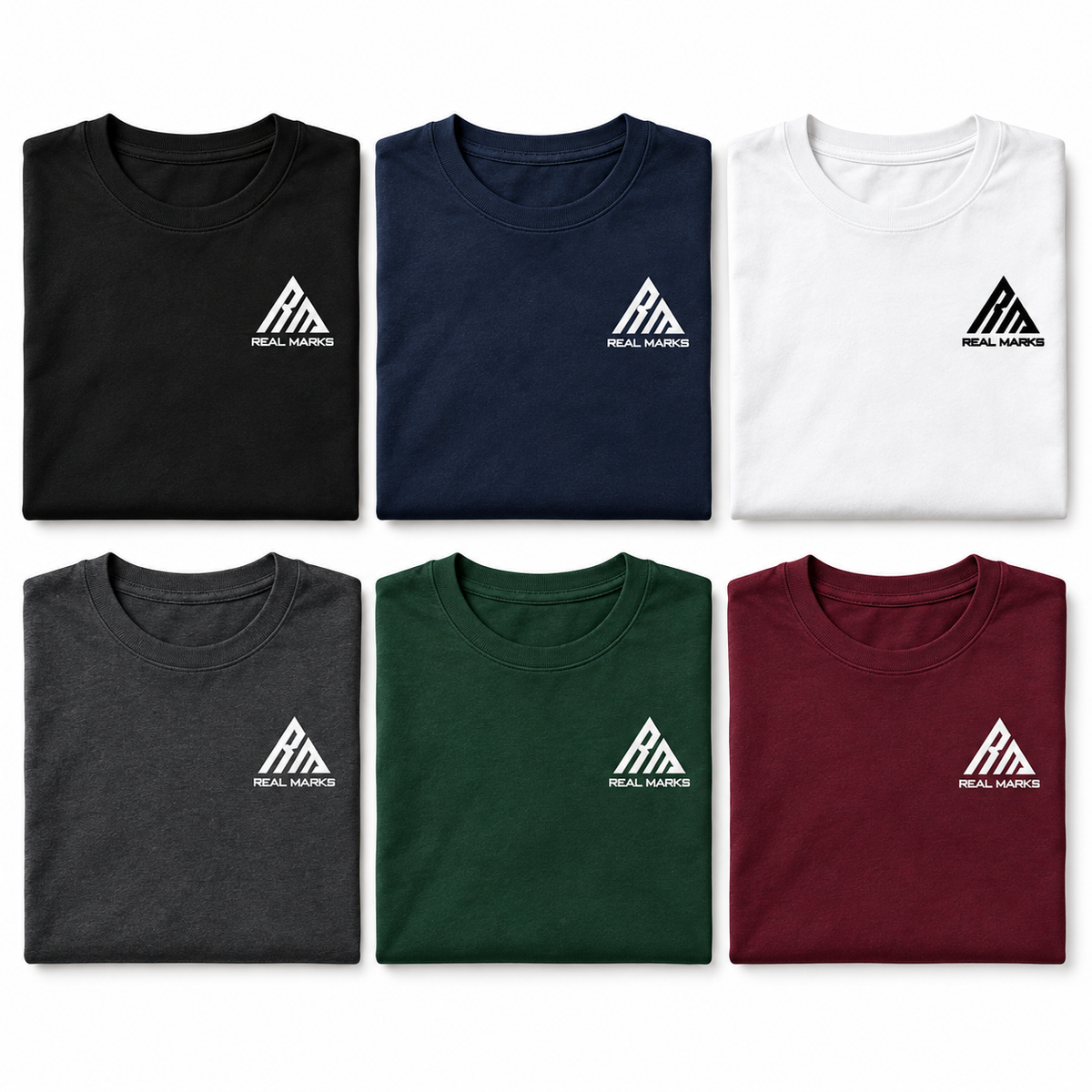 Real Marks Essential Logo T-Shirt six-colour lineup