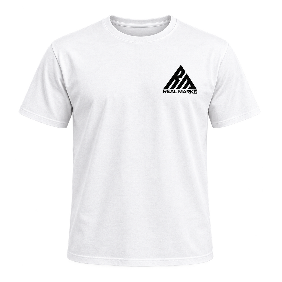 Real Marks Essential Logo T-Shirt in white, front view