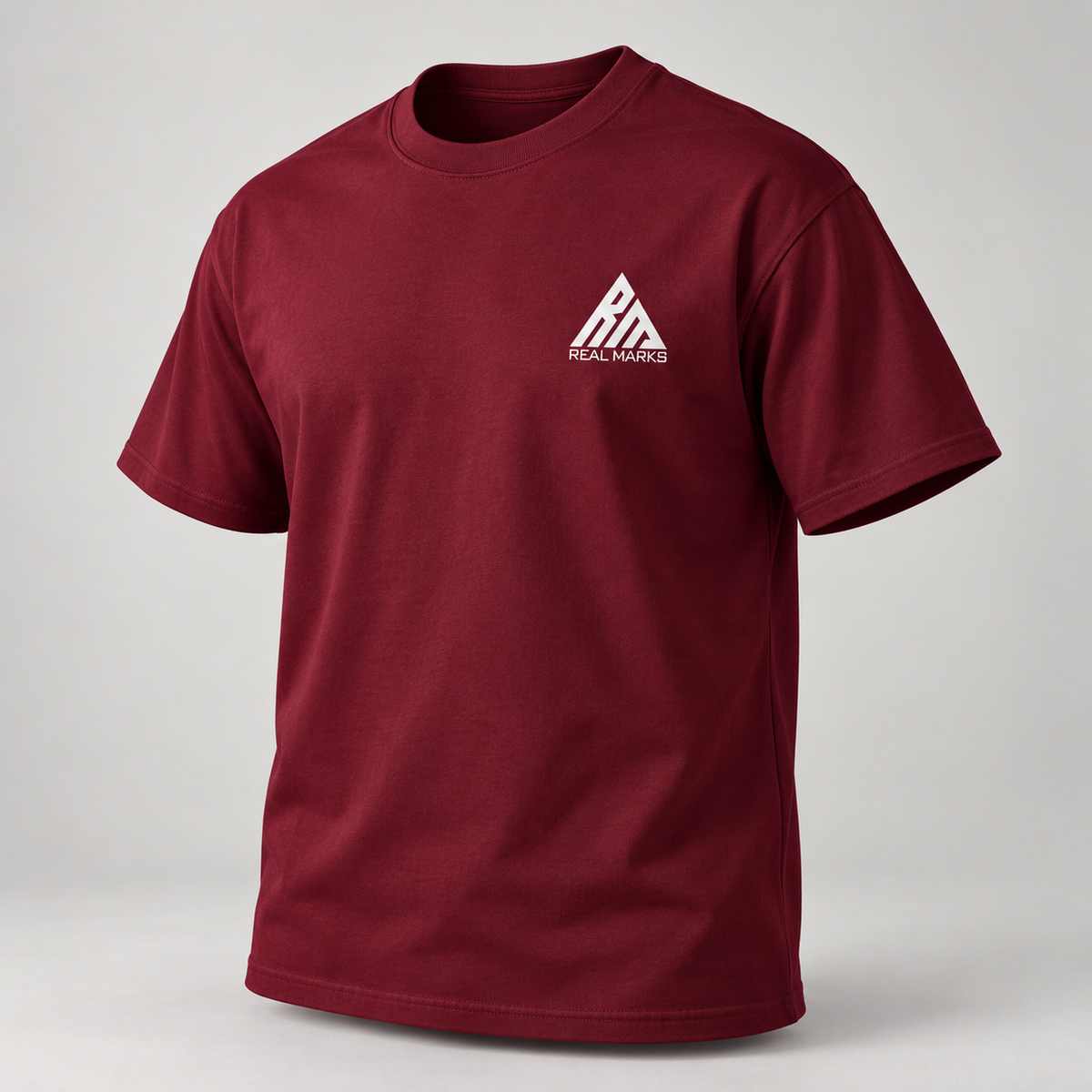 Real Marks heavyweight logo T-shirt in Burgundy