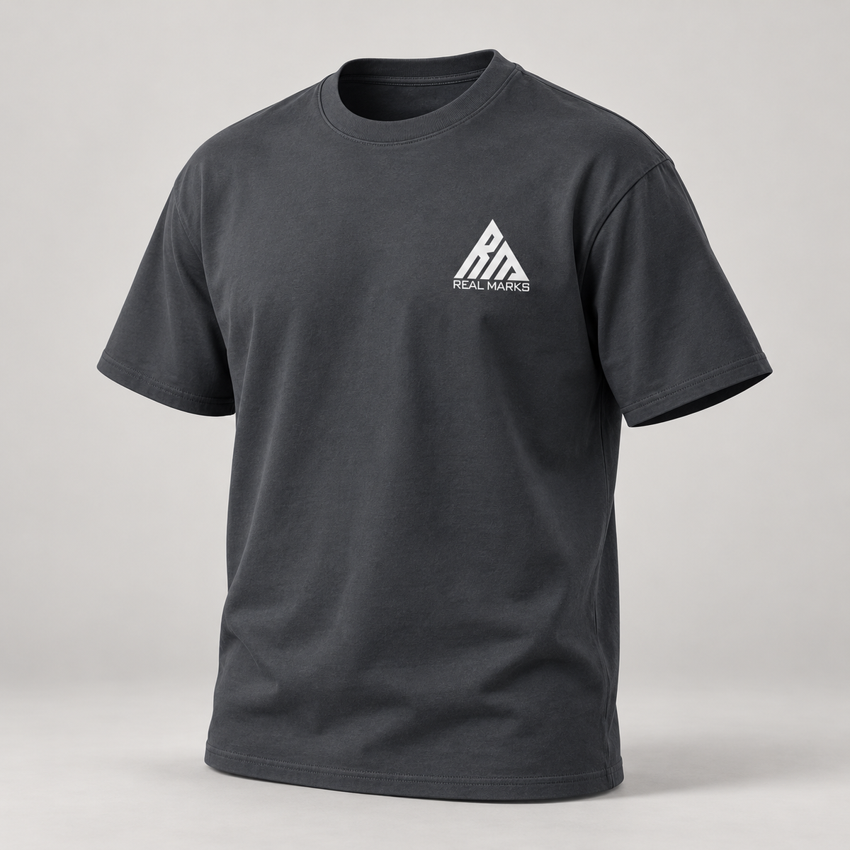 Real Marks heavyweight logo T-shirt in Charcoal