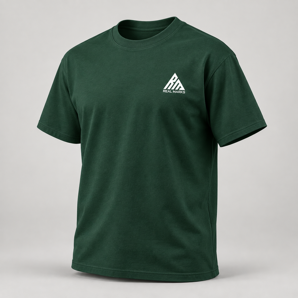 Real Marks heavyweight logo T-shirt in Forest Green