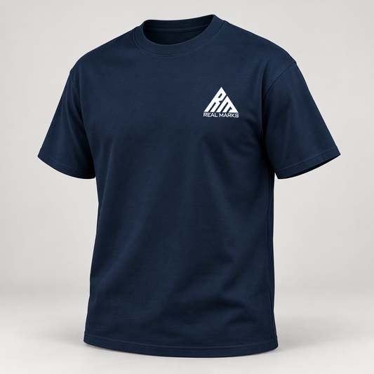 Real Marks heavyweight logo T-shirt in Navy