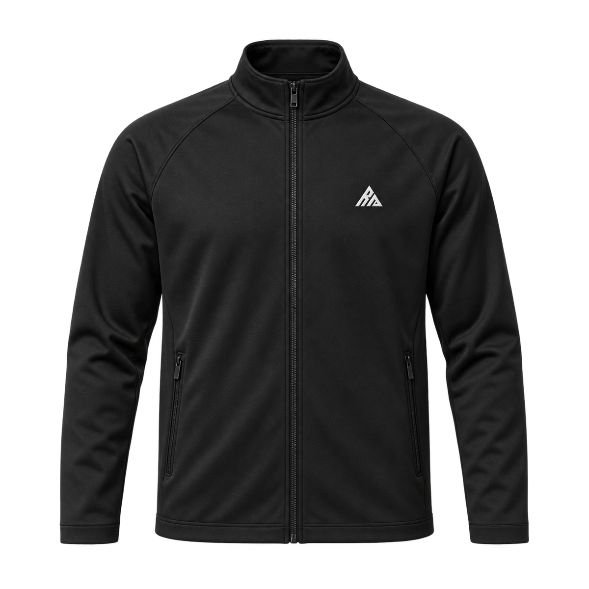 Real Marks men's minimal track jacket in black, front view