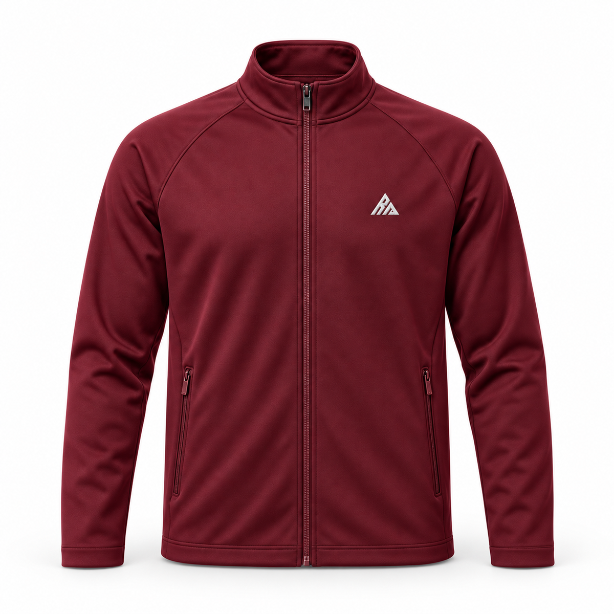 Real Marks men's minimal track jacket in burgundy, front view