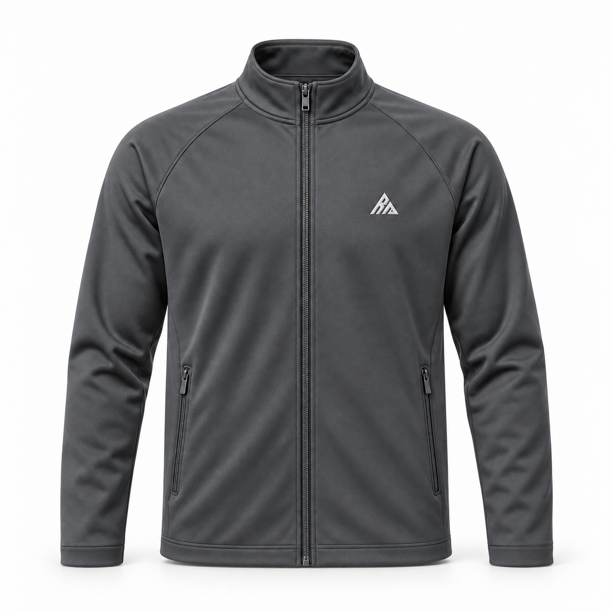 Real Marks men's minimal track jacket in charcoal, front view
