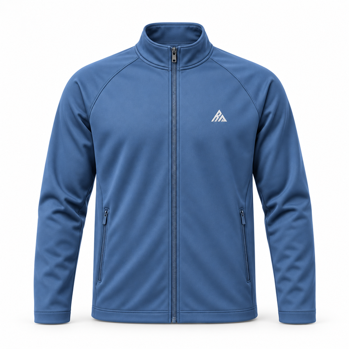 Real Marks men's minimal track jacket in steel blue, front view