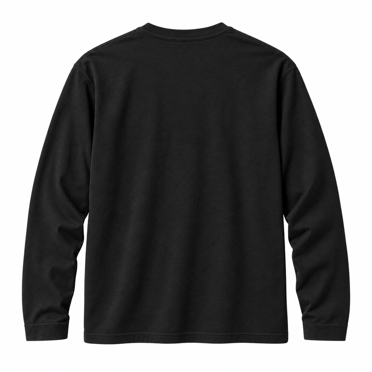 Real Marks men's relaxed long-sleeve T-shirt in black, back view