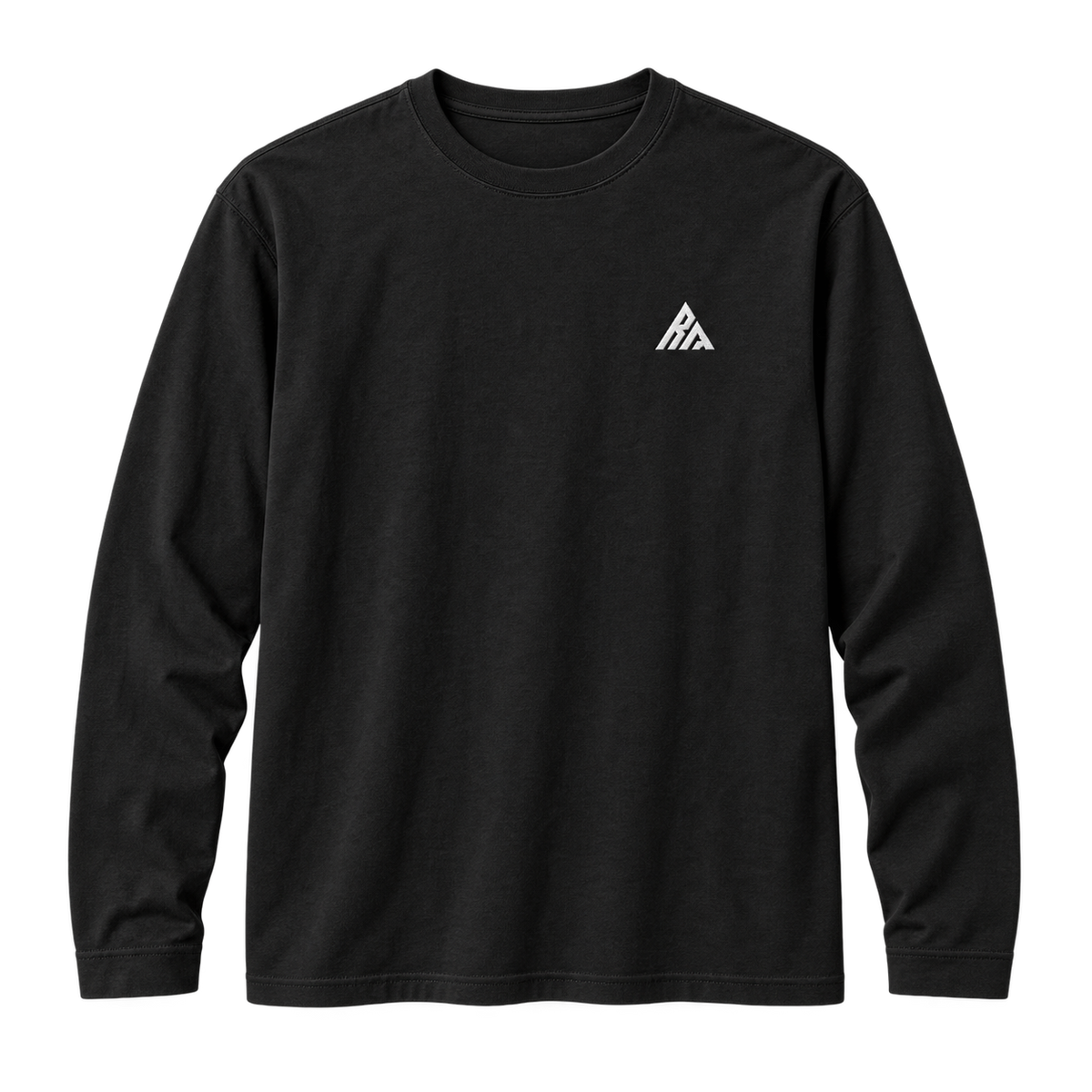 Real Marks men's relaxed long-sleeve T-shirt in black, front view
