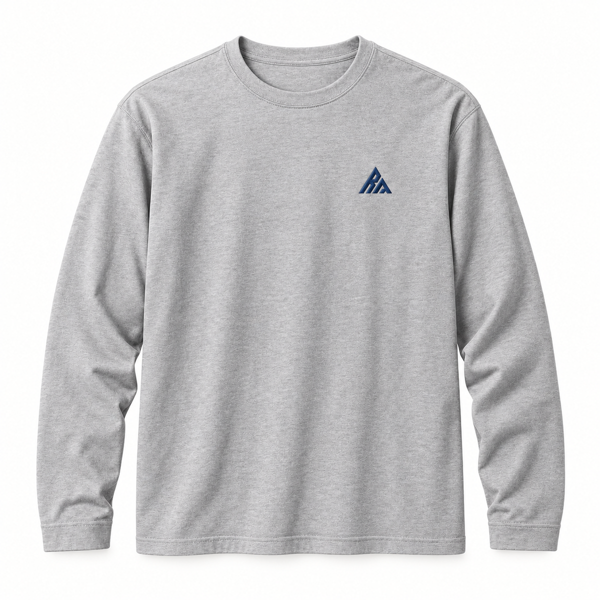 Real Marks men's relaxed long-sleeve T-shirt in heather gray, front view