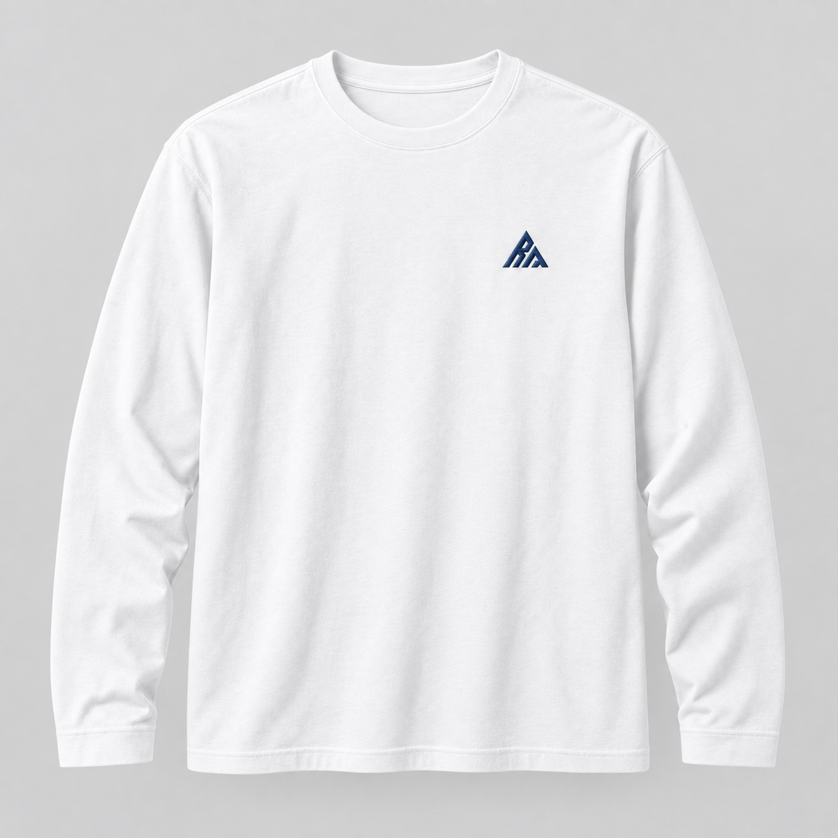 Real Marks men's relaxed long-sleeve T-shirt in white, front view