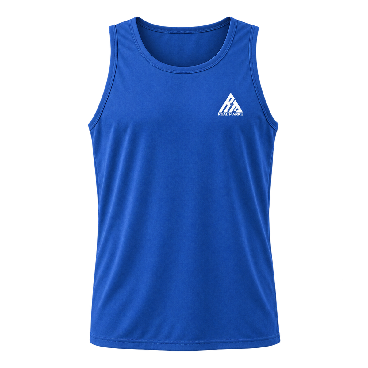 Real Marks men's training tank in royal blue, front view