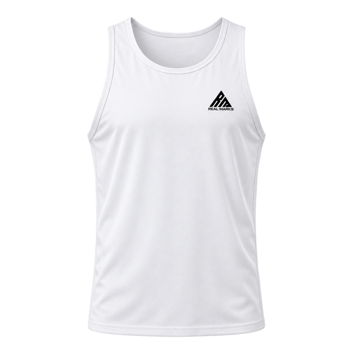 Real Marks men's training tank in white, front view