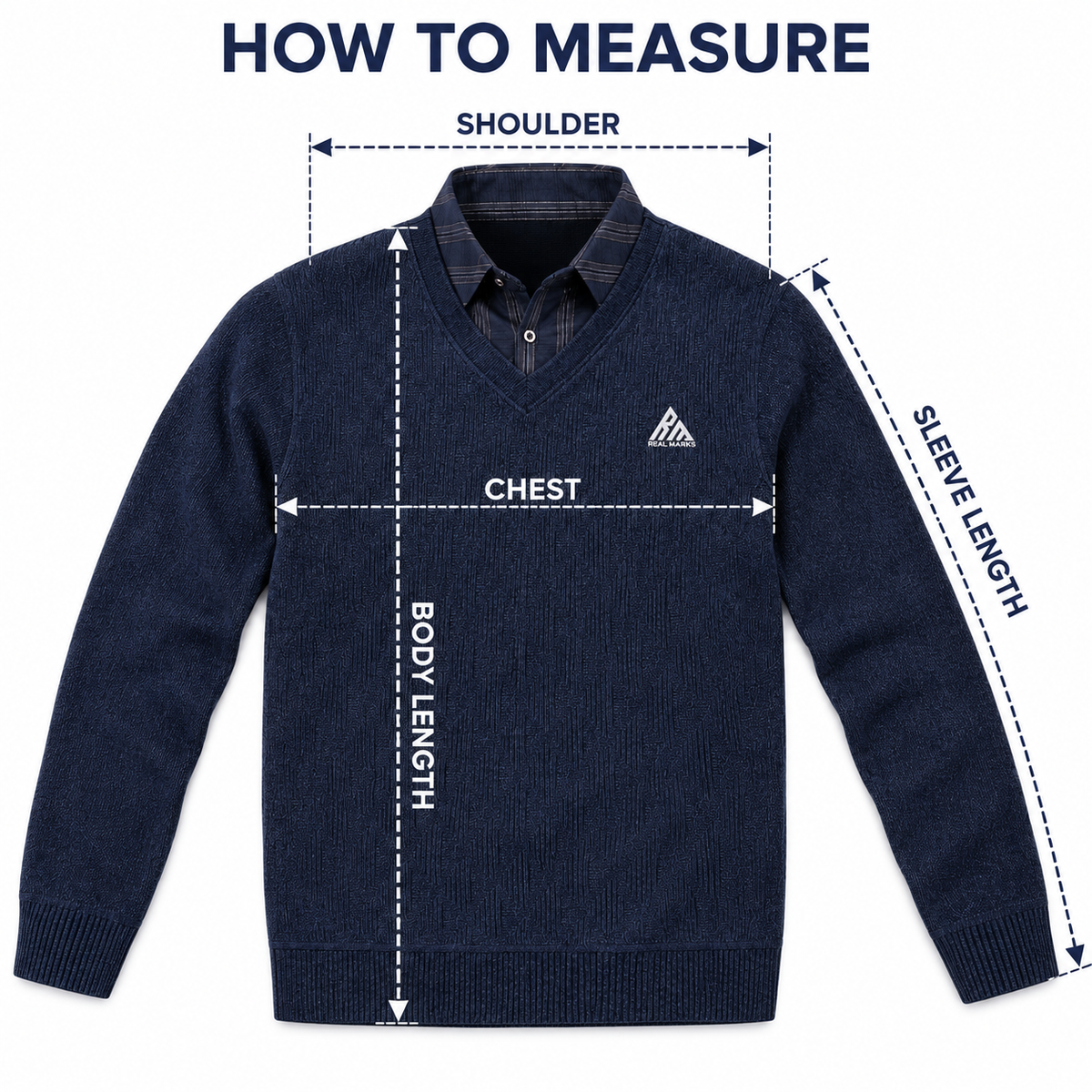 How to measure the Real Marks V-neck knit sweater