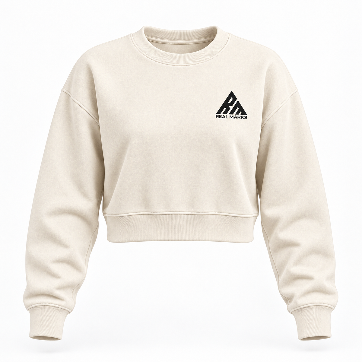 Real Marks women's cropped crewneck sweatshirt in cream