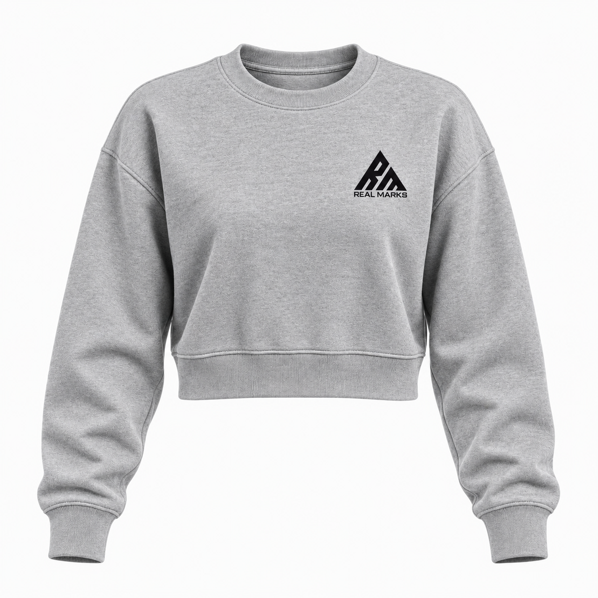 Real Marks women's cropped crewneck sweatshirt in heather grey