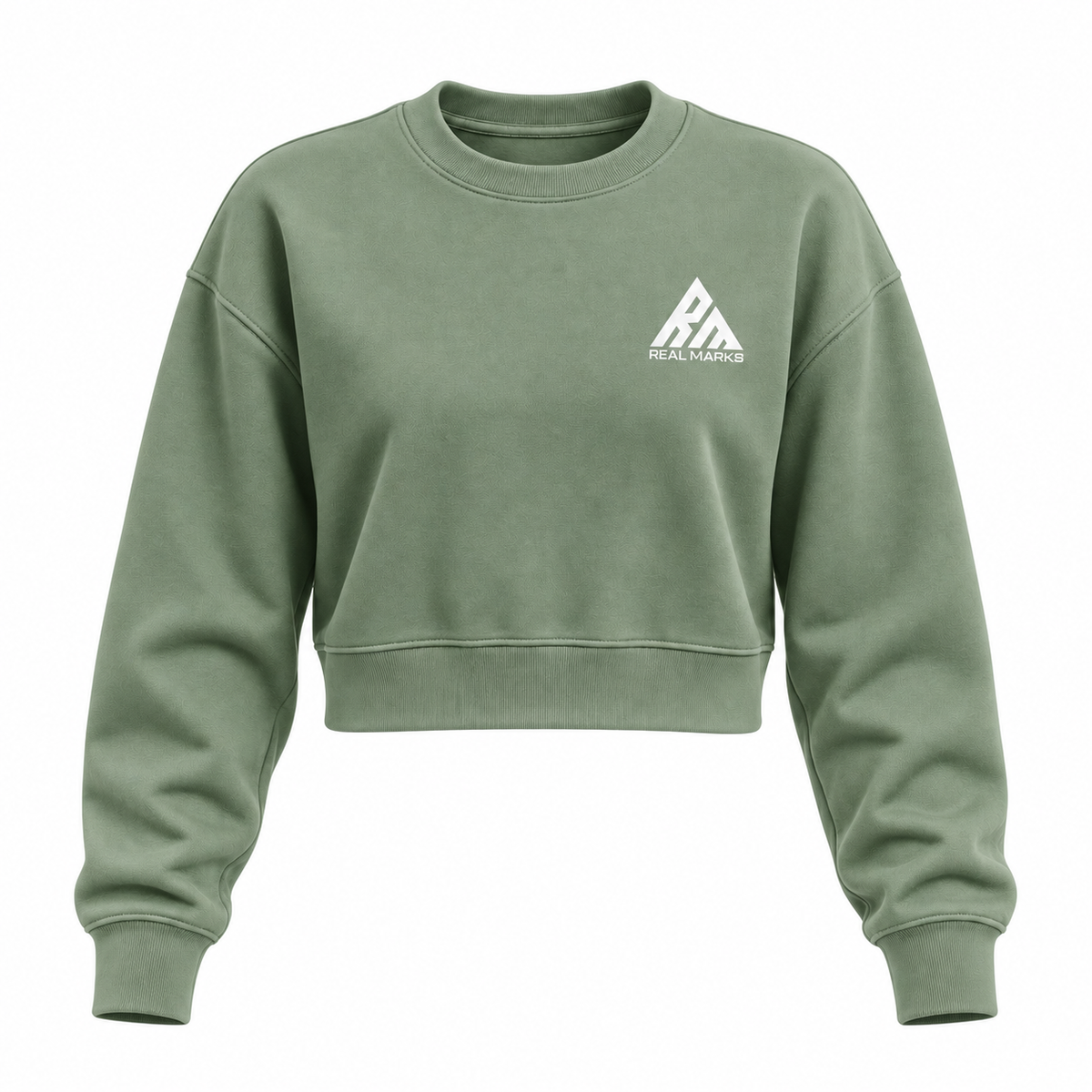 Real Marks women's cropped crewneck sweatshirt in sage
