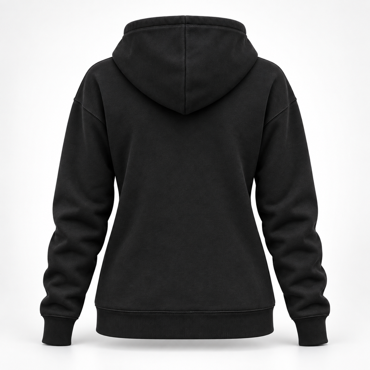 Real Marks women's everyday pullover hoodie in black, back view