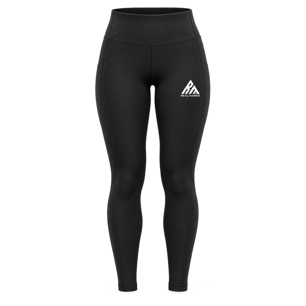 Real Marks Women's High-Waist Active Leggings in black, front view