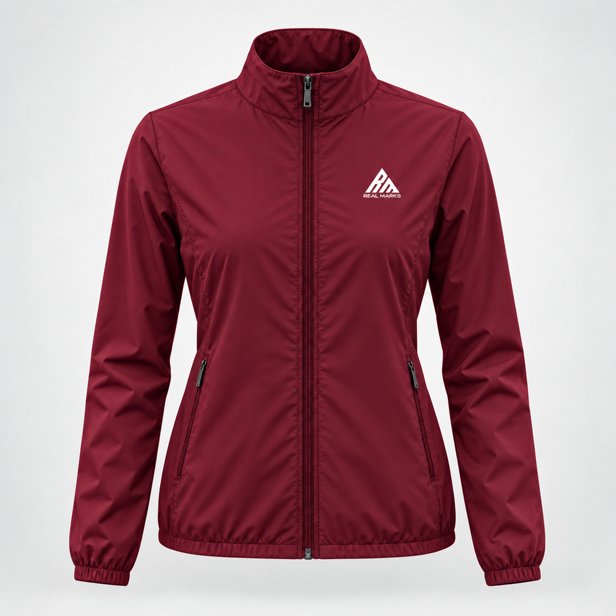 Real Marks women's lightweight zip jacket in burgundy