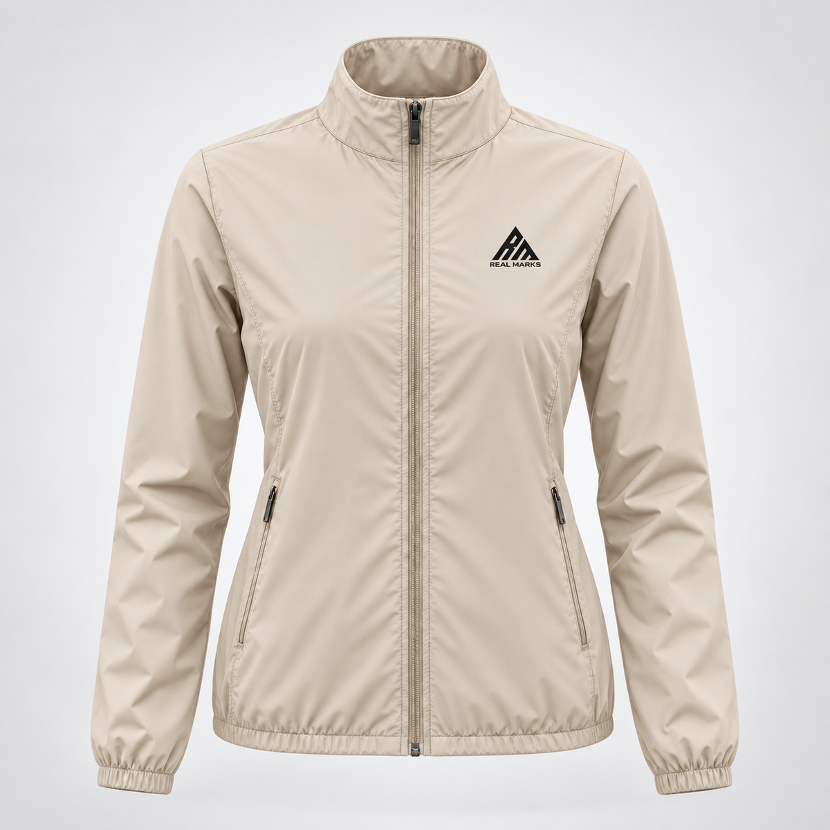 Real Marks women's lightweight zip jacket in stone beige