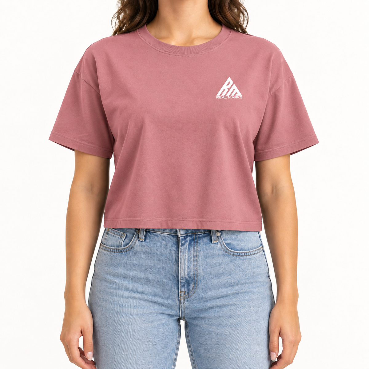 Real Marks women's relaxed crop T-shirt in dusty rose