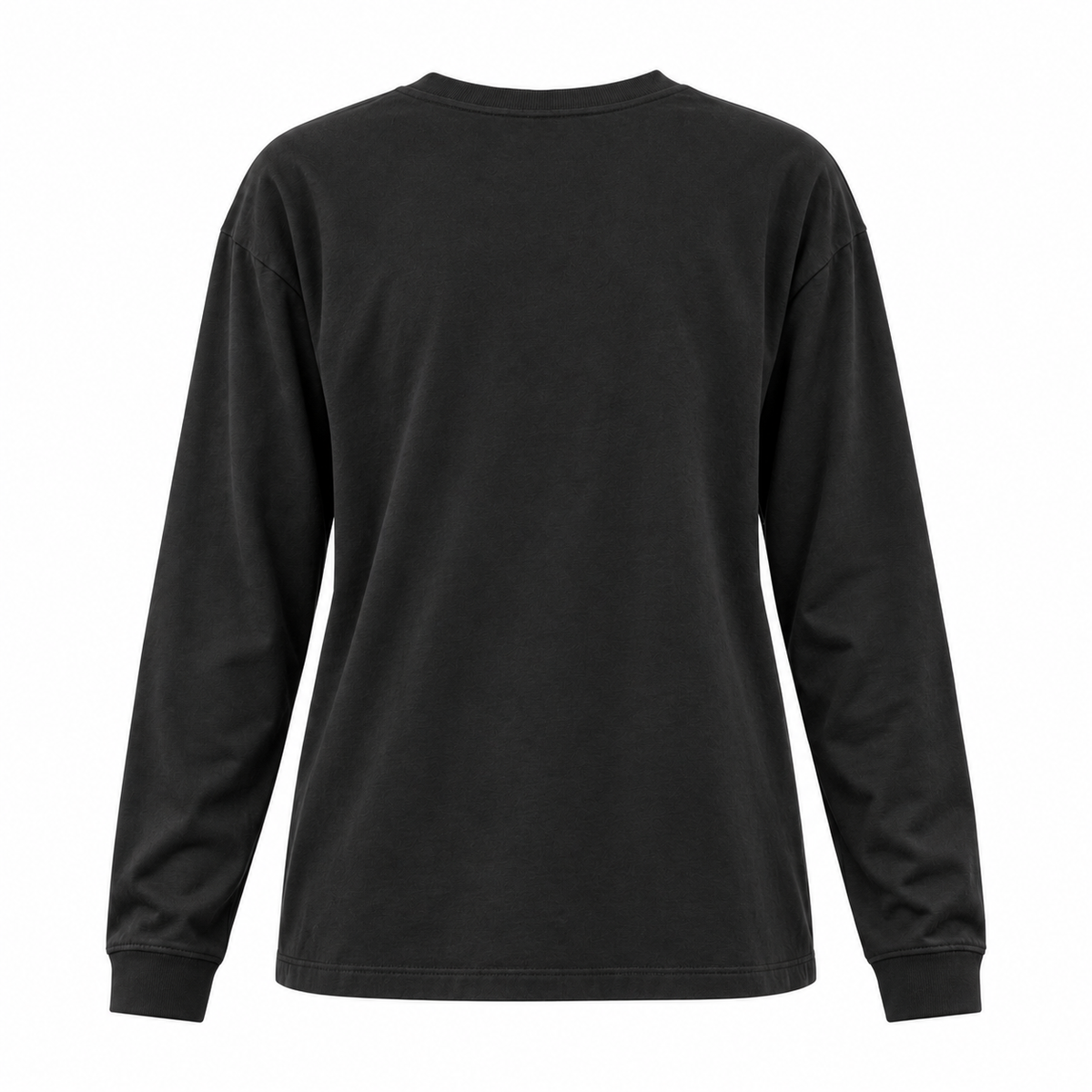 Real Marks Women's Relaxed Long-Sleeve T-Shirt in black, back view