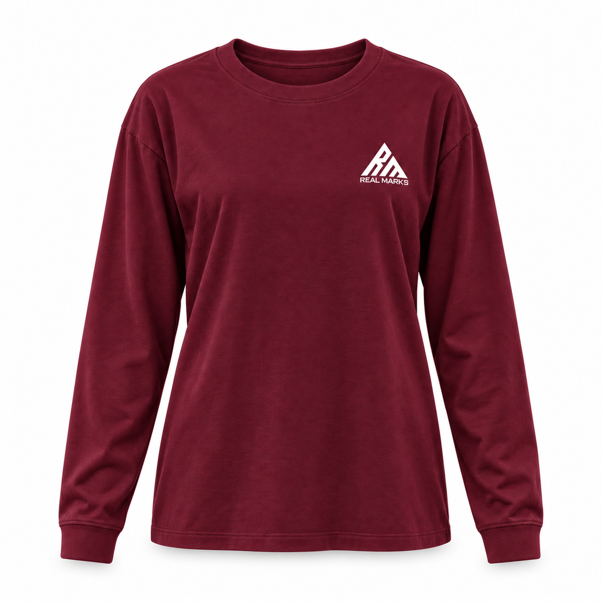 Real Marks Women's Relaxed Long-Sleeve T-Shirt in burgundy