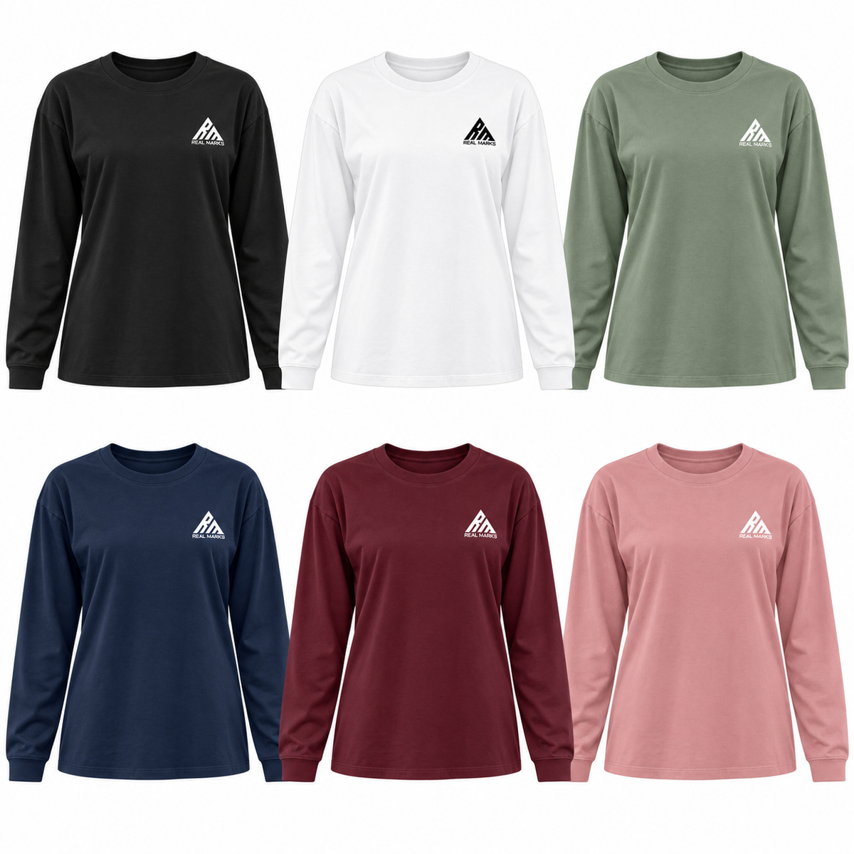 Real Marks Women's Relaxed Long-Sleeve T-Shirt in six colours