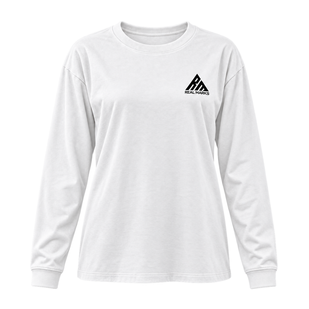 Real Marks Women's Relaxed Long-Sleeve T-Shirt in white
