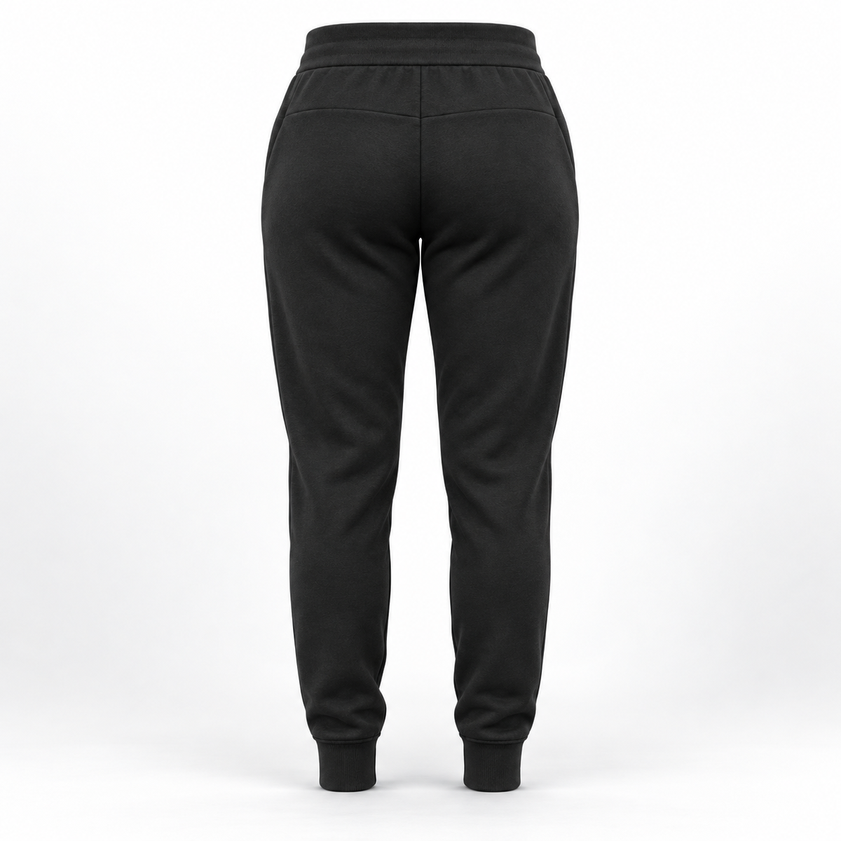 Real Marks women's tapered everyday joggers in black, back view